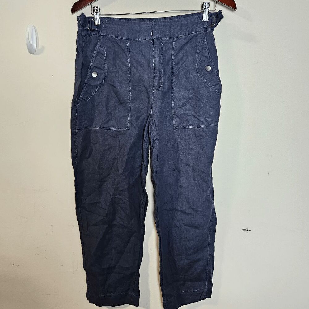 Athleta Voyager 100% Linen Pants 586941 Women's Blue Size 8/Petite